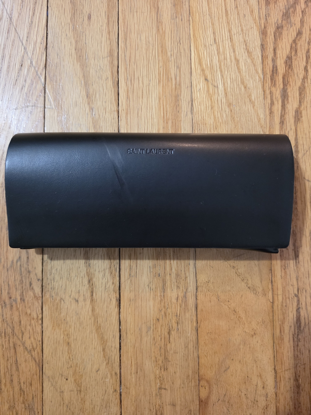 Authentic Saint Laurent (YSL) Smooth Black Leather Glasses Case Only